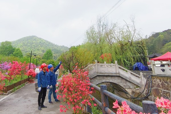 国网郎溪县供电公司姚村中心供电所党员服务队巡视10千伏南山241线盛村支线（邹冰婵 摄）