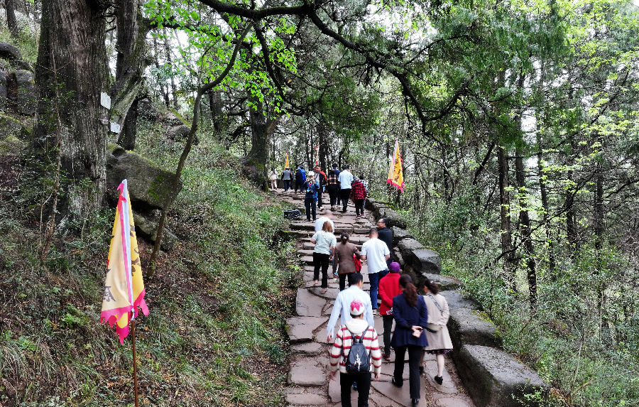 游客走进古蜀道 （戚原 摄）
