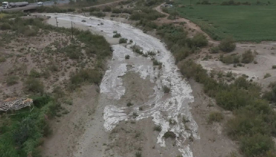 叶尔羌河跨流域向胡杨林引洪补水工作正式启动（艾热提 摄）