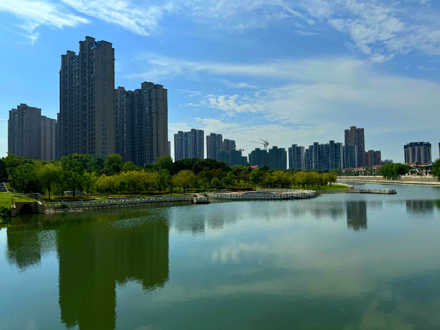 应城市老县河碧波荡漾、岸绿景美（刘佳文 摄）