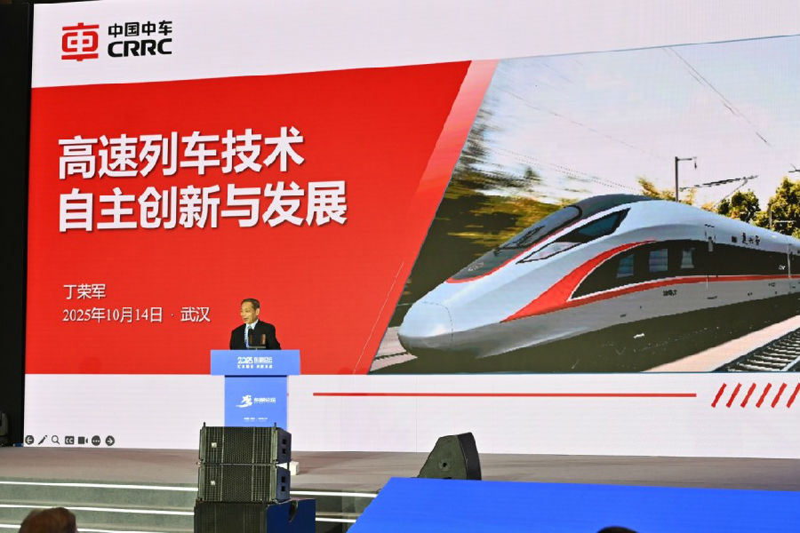 中国中车首席科学家丁荣军教授现场作报告 （姜胜来 摄）