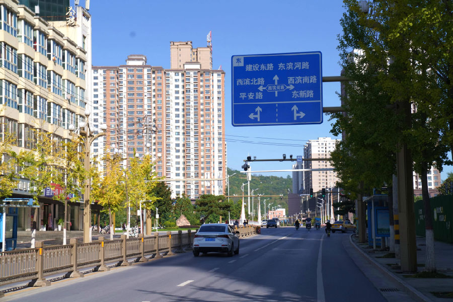 “著名行动”后的成县街头指示牌（彭婉婷 摄）