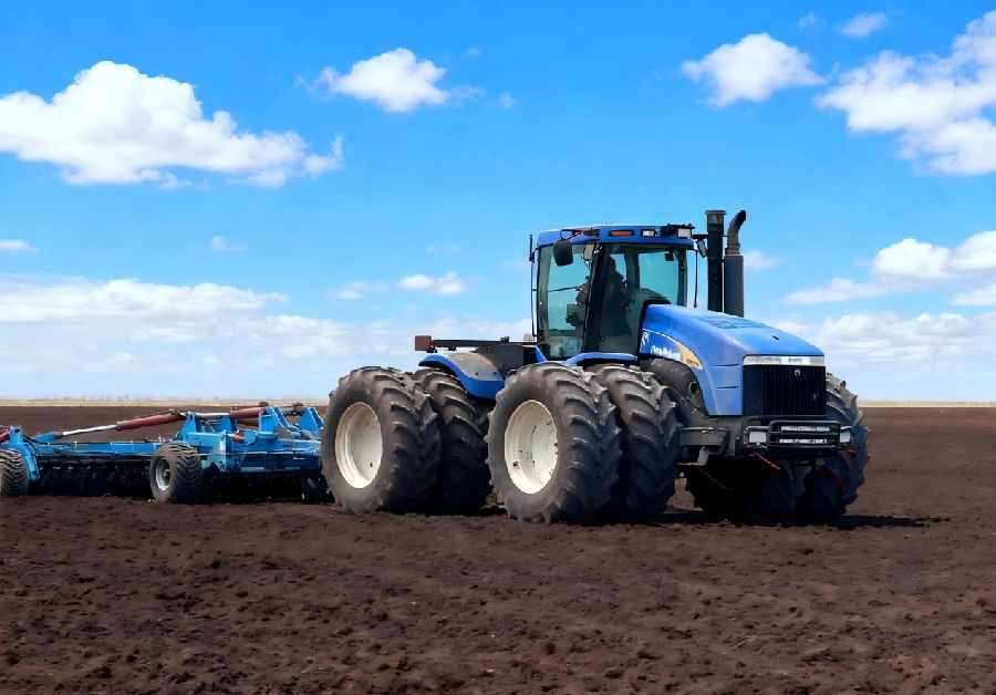 机械正在翻整土地（于海静 摄）