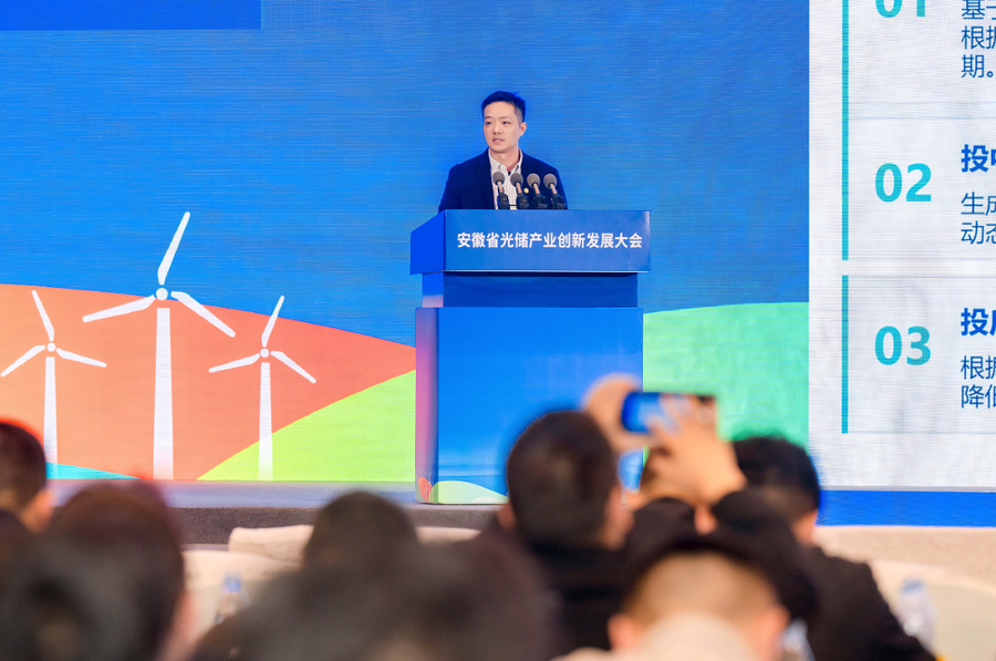 中城投新能源作为全省光储行业示范企业代表进行交流发言（童浩 摄）