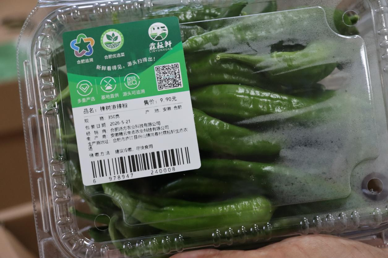 一菜一码,全程可追溯,扫码就能看生长和检测记录。(汪彬彬 摄)