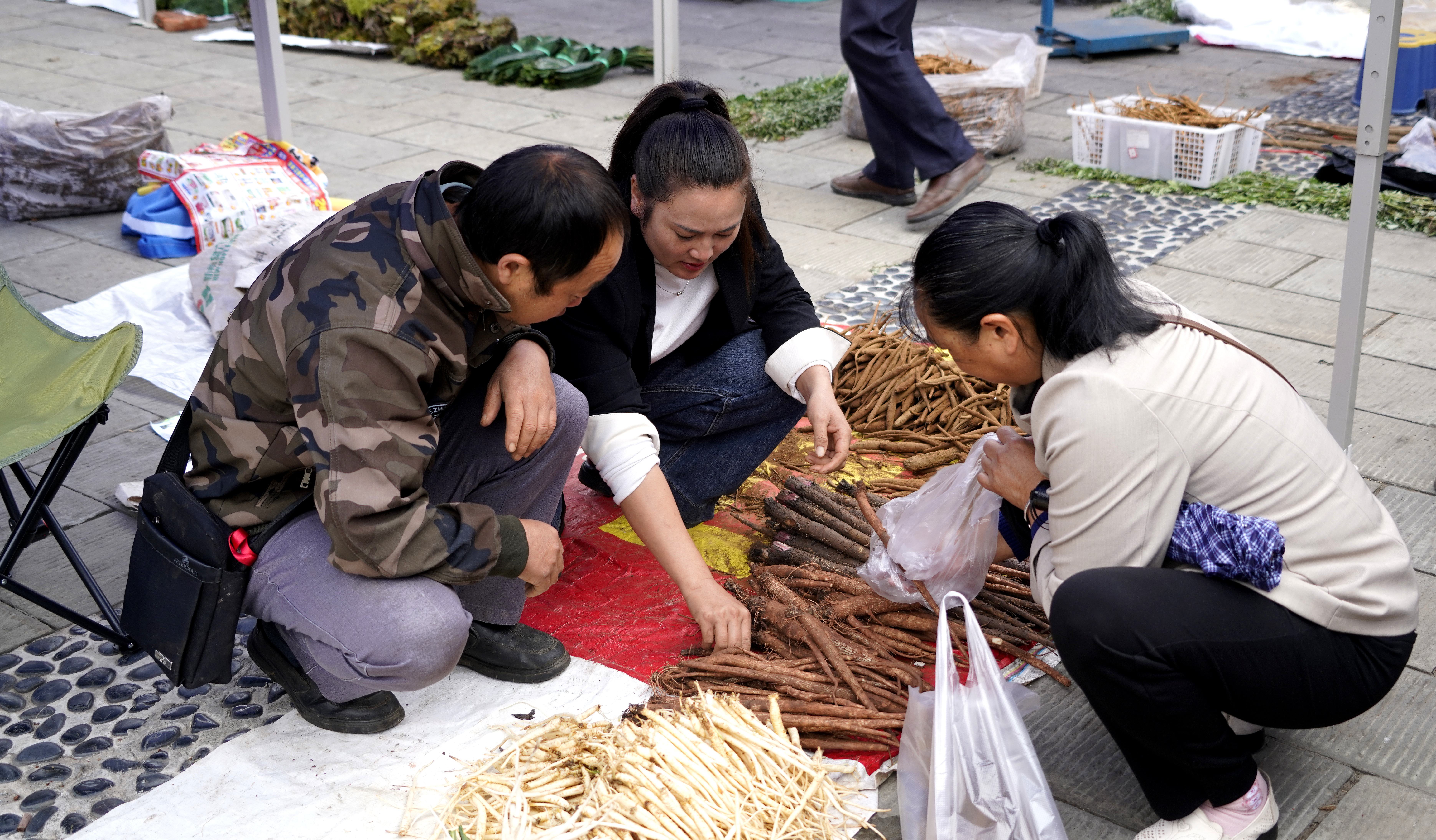 会理人逛药市(沙琳 摄)