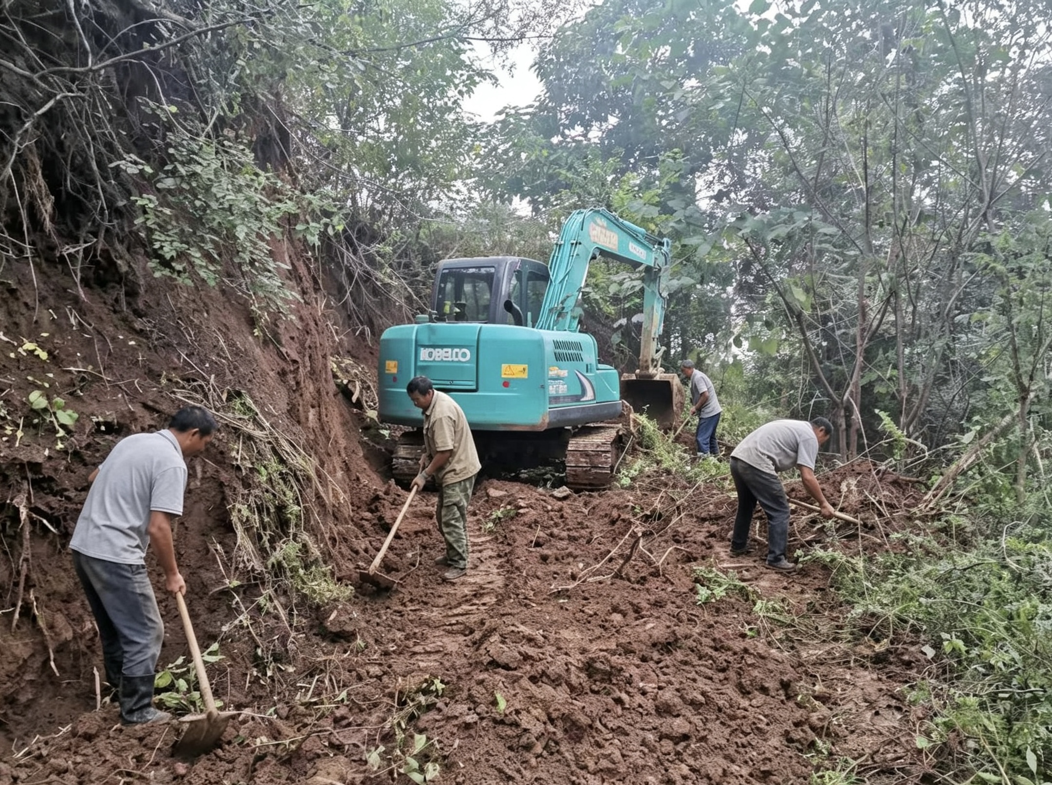 石乡卫家沟村群众正在整修田间道路(肖成权 摄)