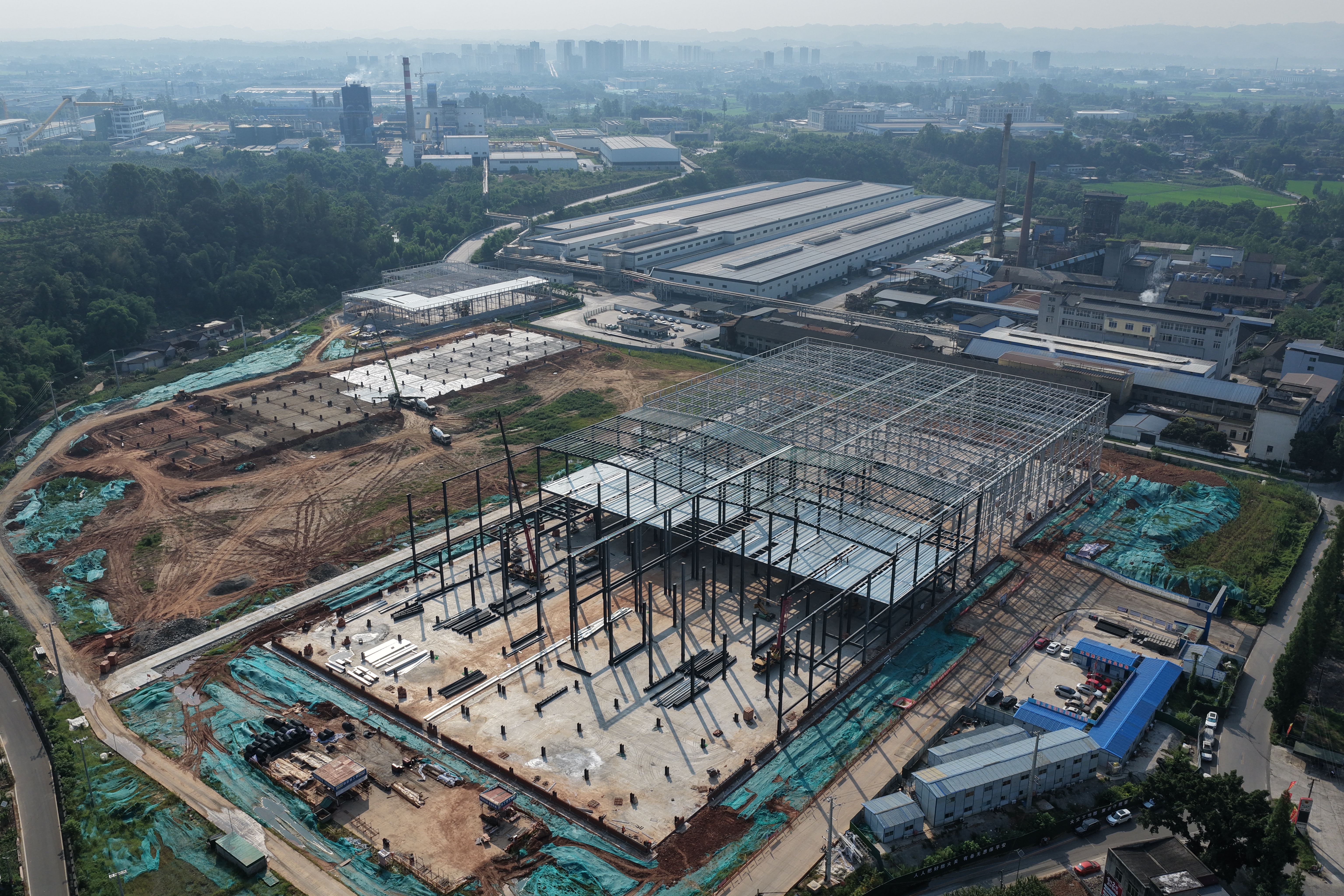 以竹代塑产业园施工现场航拍图(古良驹 摄)