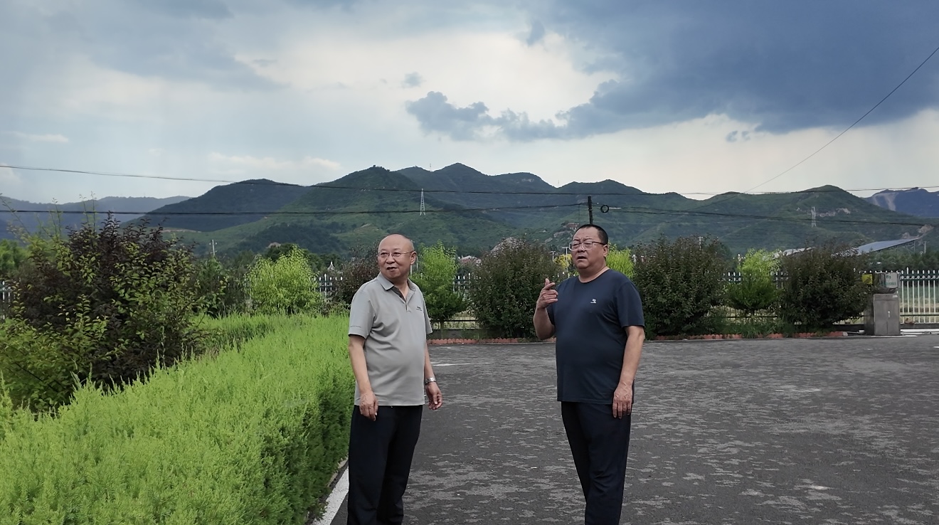 李建英(左)实地了解村庄建设情况(席兆平 摄)