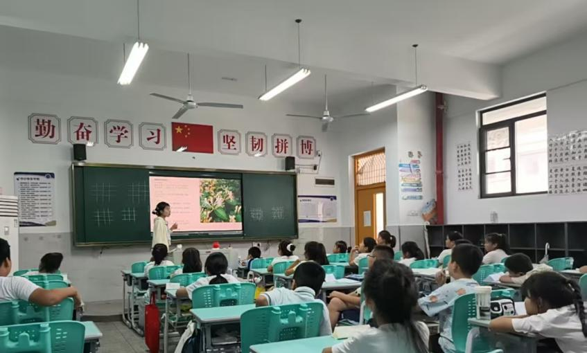 志愿者汪惠祺正在向同学们科普金银花特征、食用价值和药用价值(方麒媛 摄)