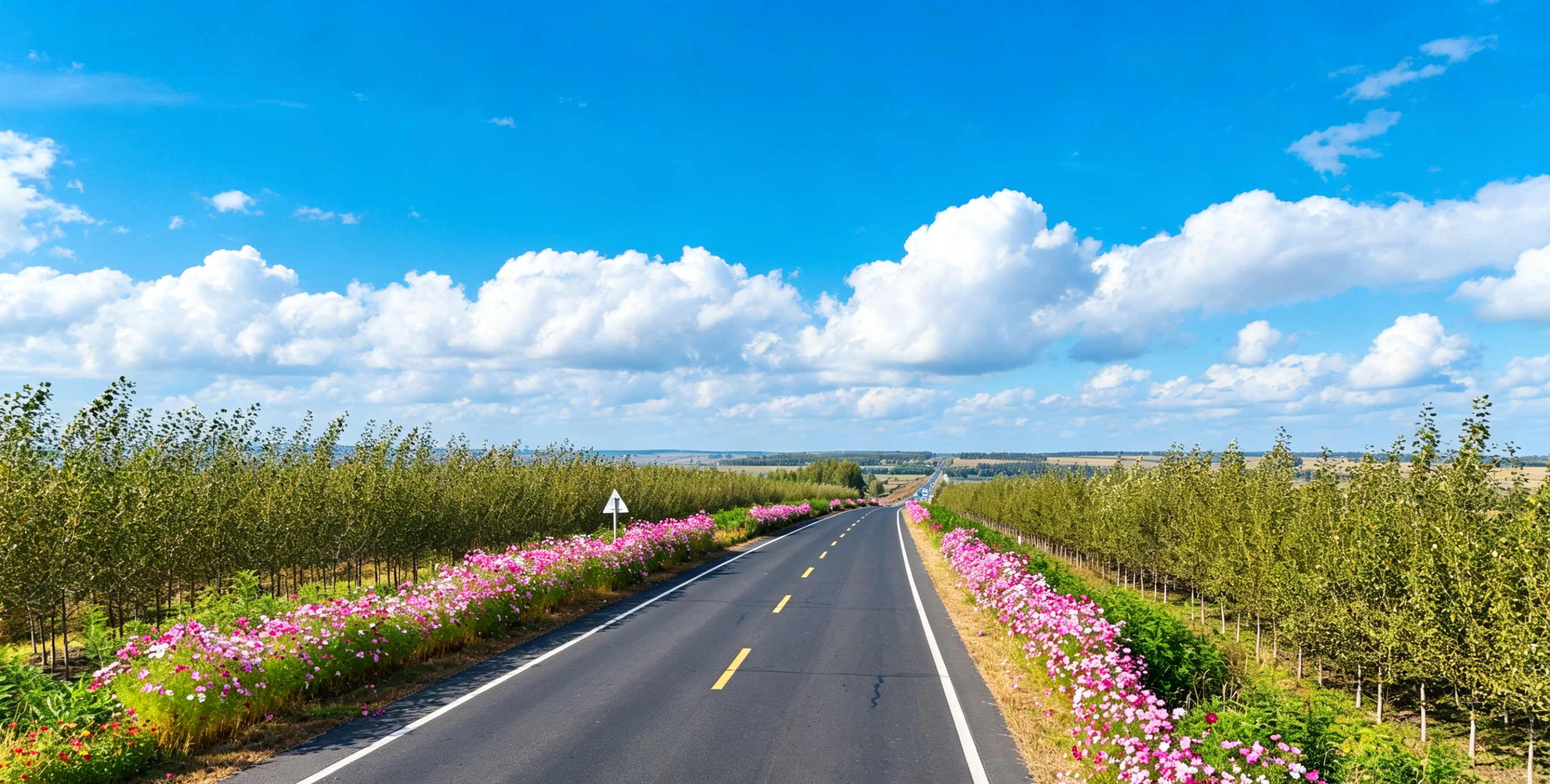 公路两侧格桑花景观带(高伟 摄)