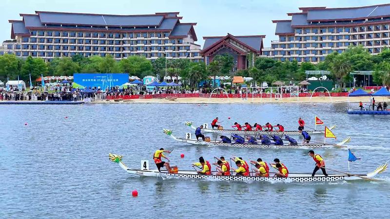 省运会群众体育类(大众组)龙舟比赛在汉川天屿湖旅游度假区举行。(受访者供图)
