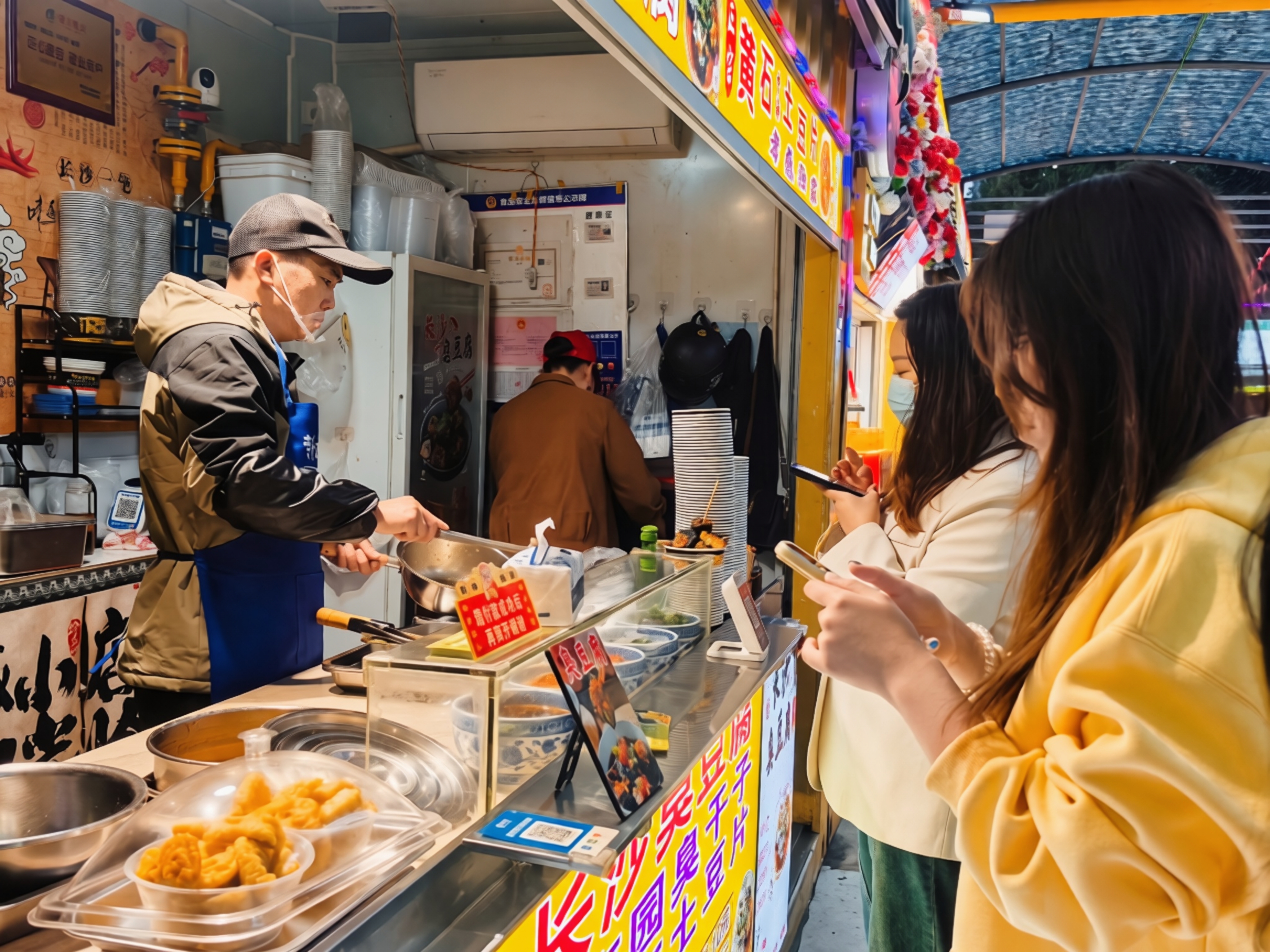 顾客在“澴川渔火”夜市购买小吃(余惠玲 摄)