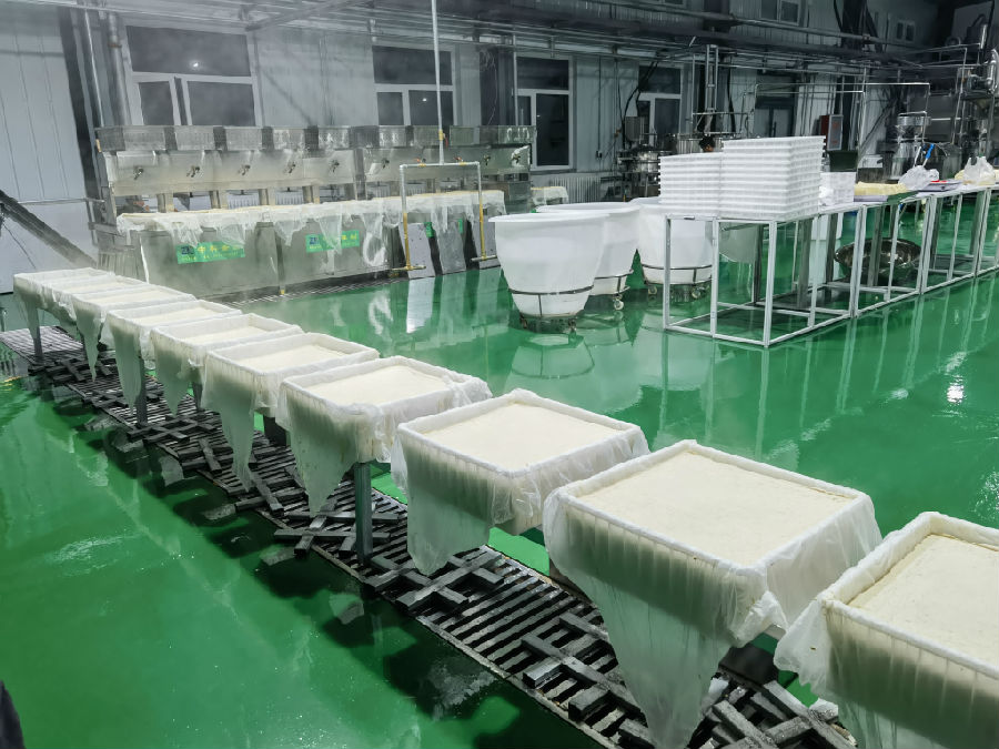 生产线上全程温控保障豆腐新鲜品质（刘海燕 摄）