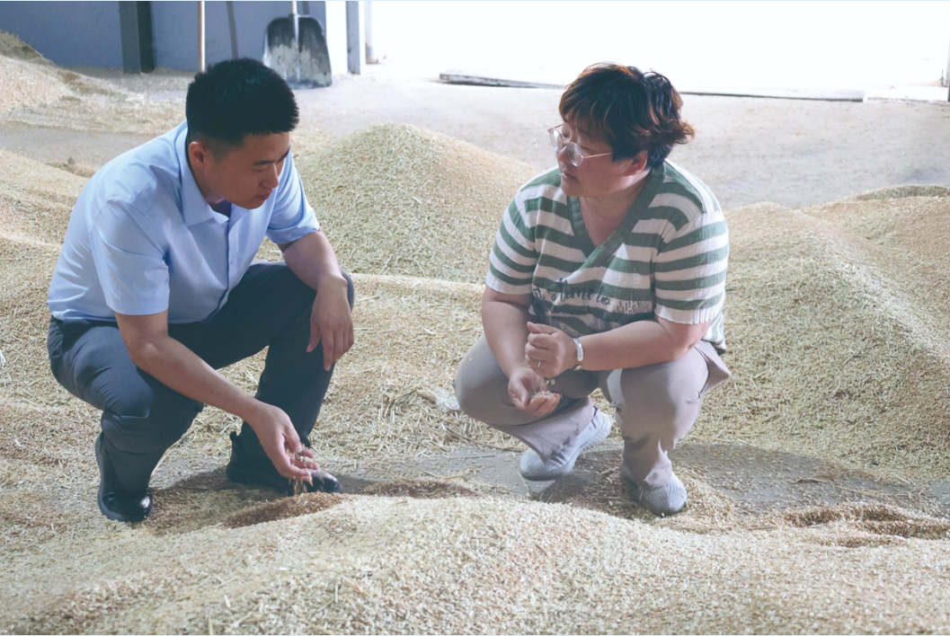 莱阳农商银行工作人员走访粮食经营者 （温玉梅 摄）